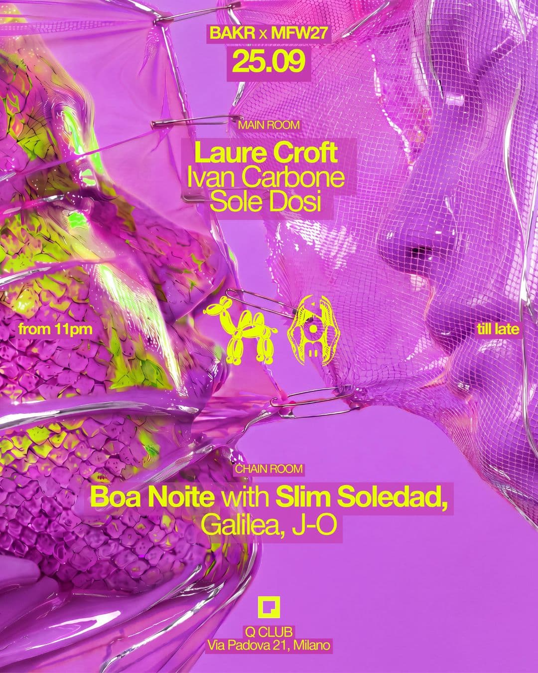 DKR x Q CLUB MFW26 powered by BOA presents Laure Croft & Slim Soledad